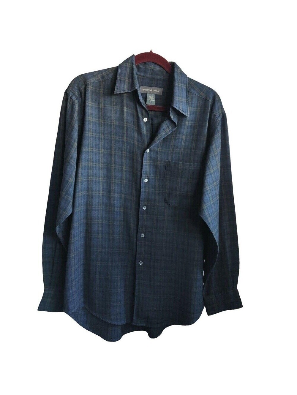 Banana Republic Men's Blue Plaid Button-Up Shirt Size Small